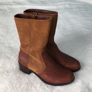 Two toned suede heeled Ugg boots short